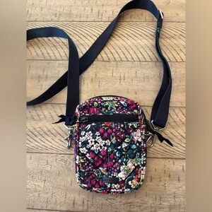 Vera Bradley Mini Floral Crossbody Bag - Black and Pink